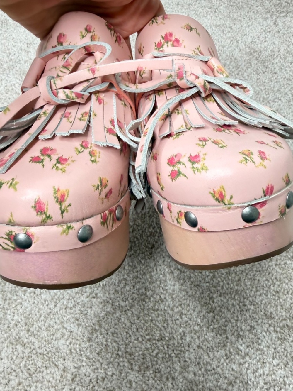 Anna Sui Ashley Anthropologie Platform Pink Floral Clogs 5 - Picture 3 of 7